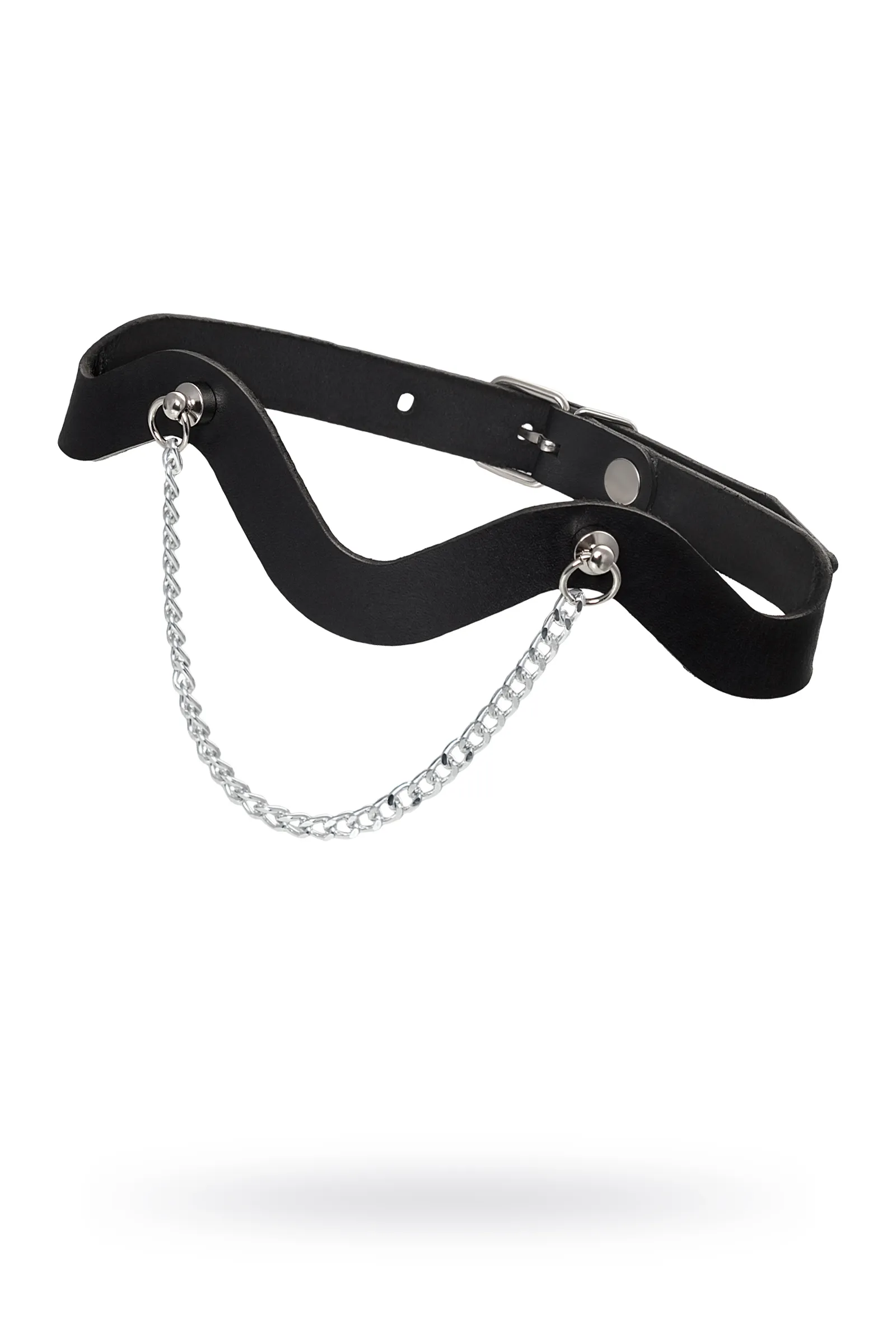 Чокер-волна с цепочкой Pecado BDSM, натуральная кожа, черный