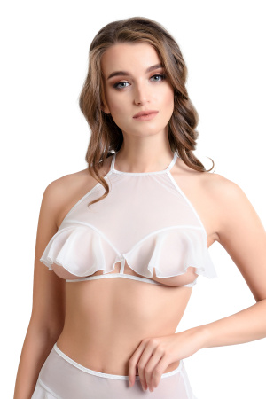 Бралетт эротический Erolanta Karen с открытой грудью, белый, XXL