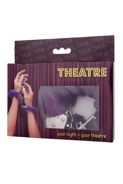 Наручники с мехом,TOYFA Theatre фиолетовый, 28 см, Ø 6