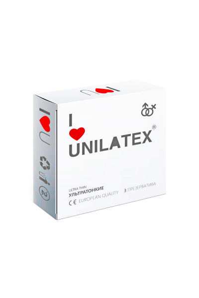 Презервативы Unilatex, natural ultrathin, ультратонкие, 19 см, 5,4 см, 3 шт.