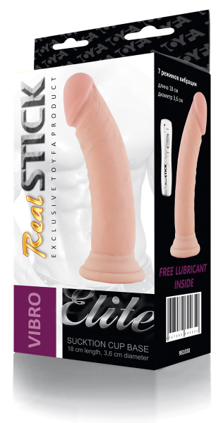 Вибратор на присоске, TOYFA RealStick Elite реалистичный, 18 см, Ø 3,6
