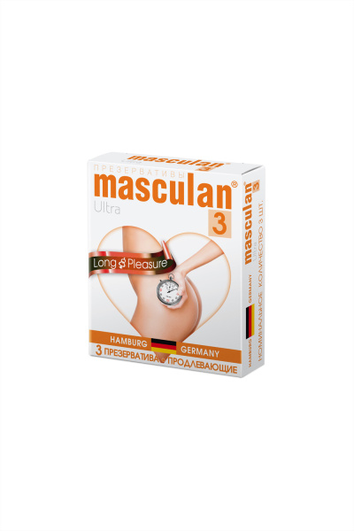 Презервативы Masculan, ultra 3, продлевающие, 19 см, 5,3 см, 3 шт.